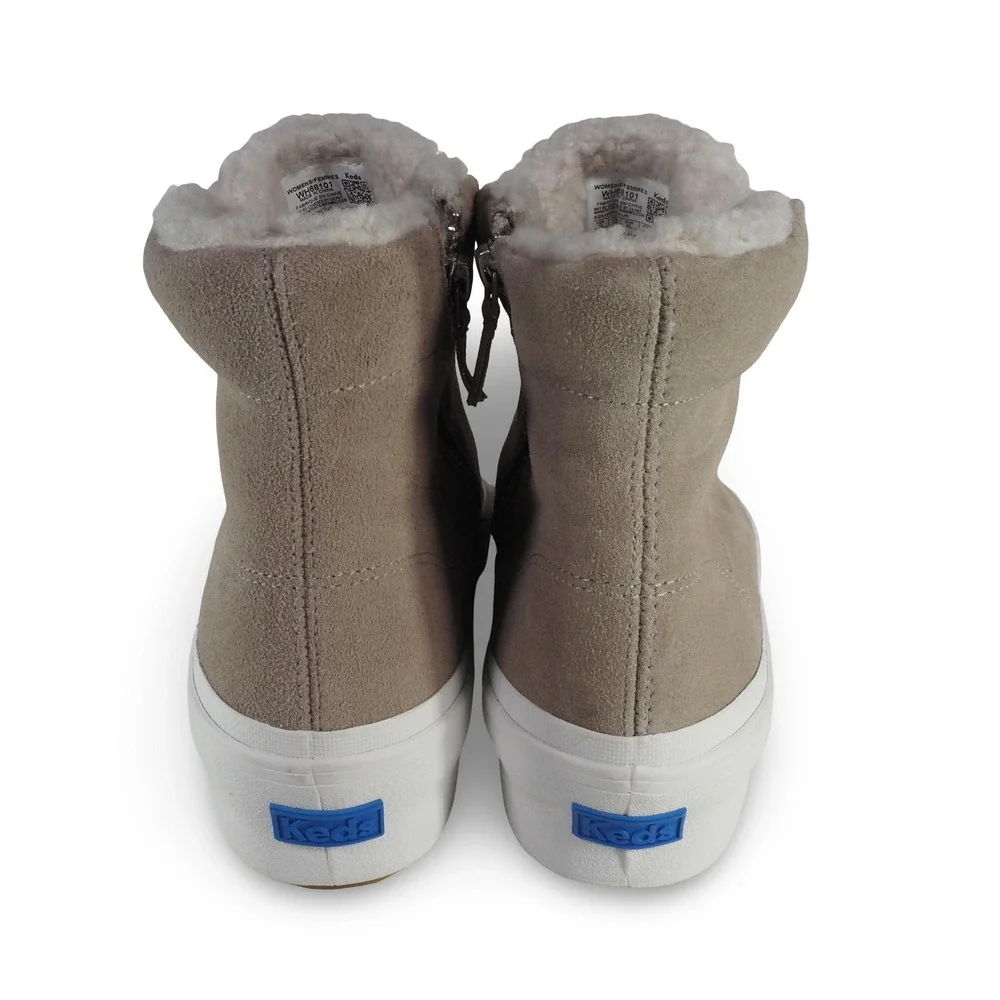 Keds Remi Mid Suede Sherpa Sneakers Womens 10 Taupe WH68101 Casual Mid Top Shoes